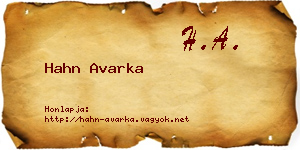 Hahn Avarka névjegykártya